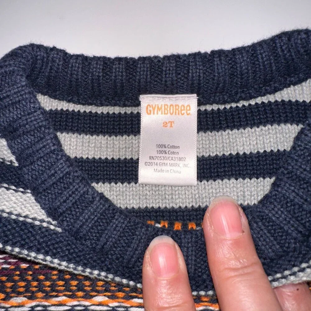 Gymboree Boys Sweater Size 2T Boys Casual Striped Pull Over Cotton navy